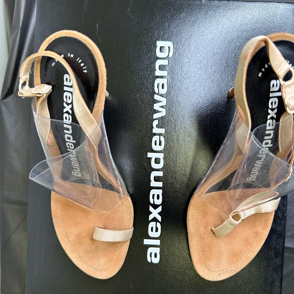 Alexander Wang Kaia heels PVC & Suede. Color camel/nude. Size 37.5 Comes W/ Box - Picture 6 of 14